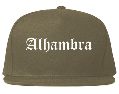Alhambra California CA Old English Mens Snapback Hat Grey