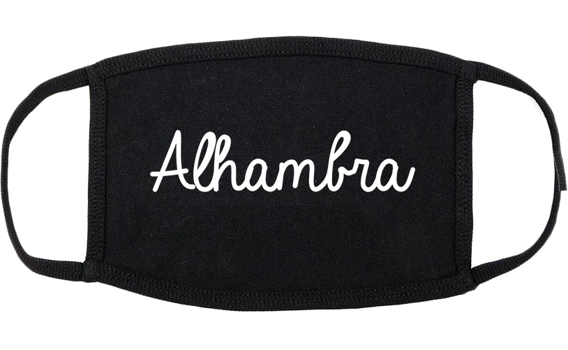 Alhambra California CA Script Cotton Face Mask Black