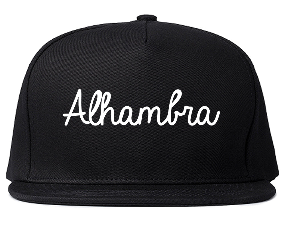 Alhambra California CA Script Mens Snapback Hat Black