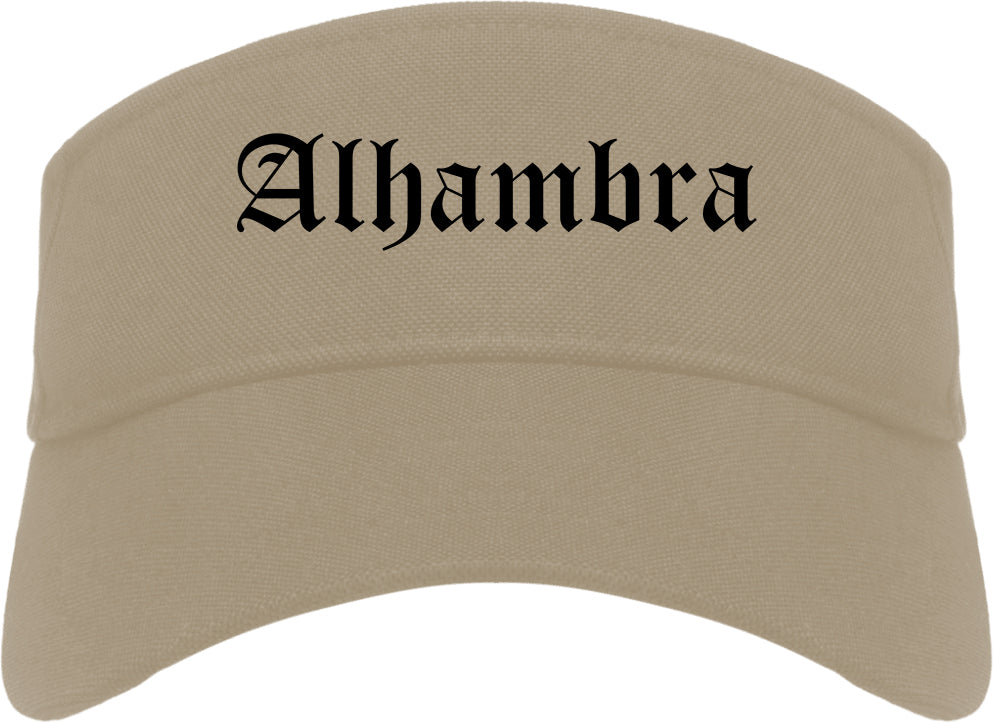 Alhambra California CA Old English Mens Visor Cap Hat Khaki