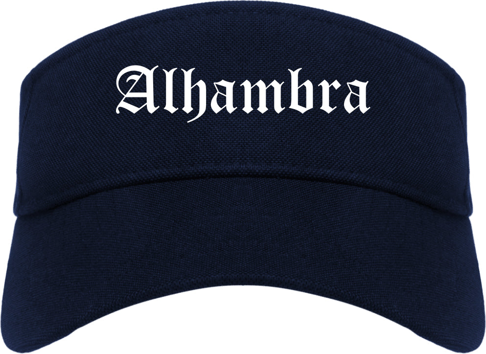Alhambra California CA Old English Mens Visor Cap Hat Navy Blue