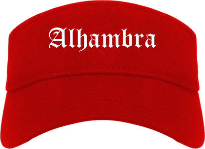Alhambra California CA Old English Mens Visor Cap Hat Red