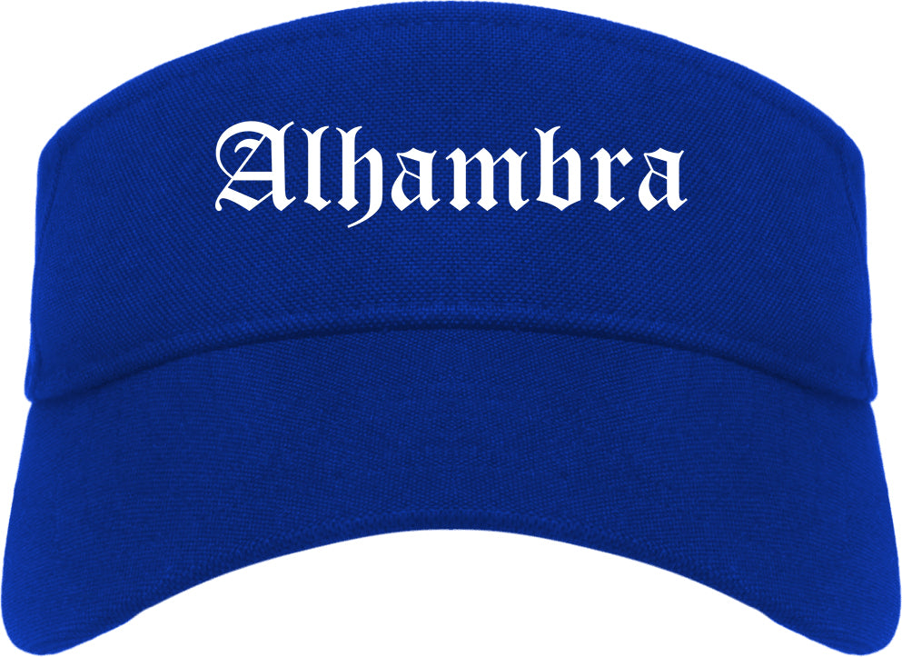 Alhambra California CA Old English Mens Visor Cap Hat Royal Blue