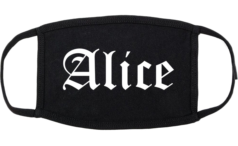 Alice Texas TX Old English Cotton Face Mask Black