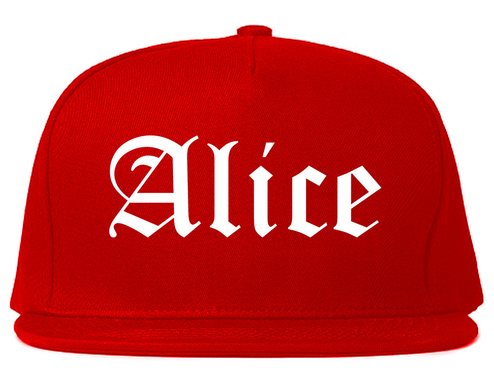 Alice Texas TX Old English Mens Snapback Hat Red