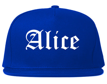 Alice Texas TX Old English Mens Snapback Hat Royal Blue