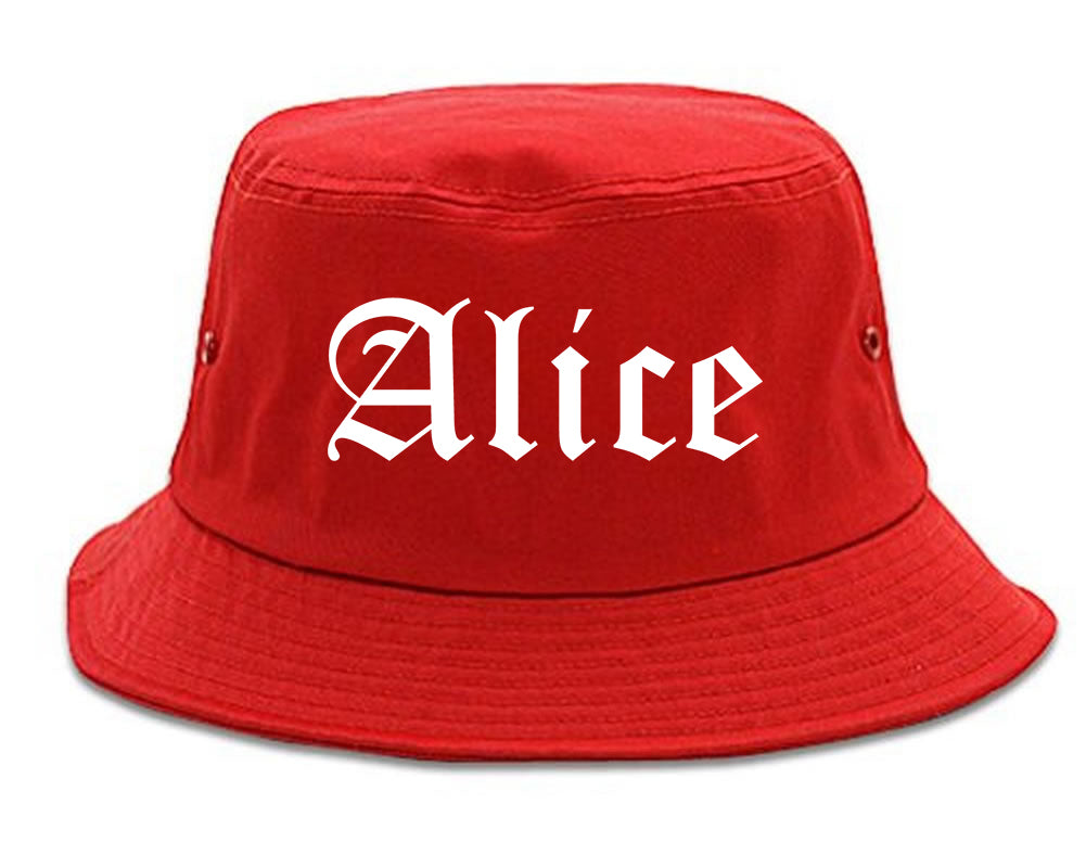 Alice Texas TX Old English Mens Bucket Hat Red