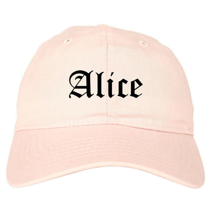 Alice Texas TX Old English Mens Dad Hat Baseball Cap Pink