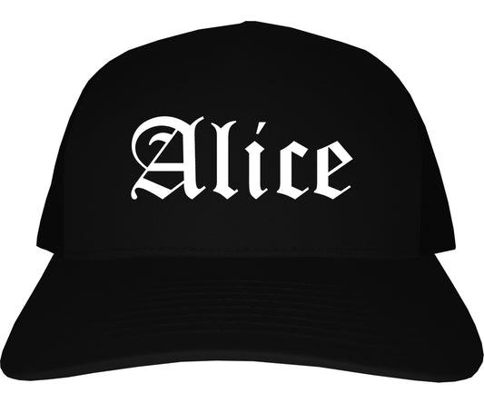 Alice Texas TX Old English Mens Trucker Hat Cap Black