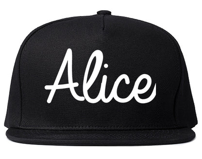 Alice Texas TX Script Mens Snapback Hat Black