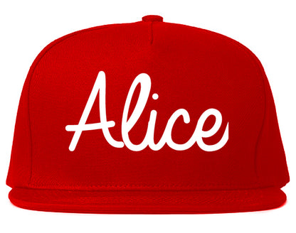 Alice Texas TX Script Mens Snapback Hat Red