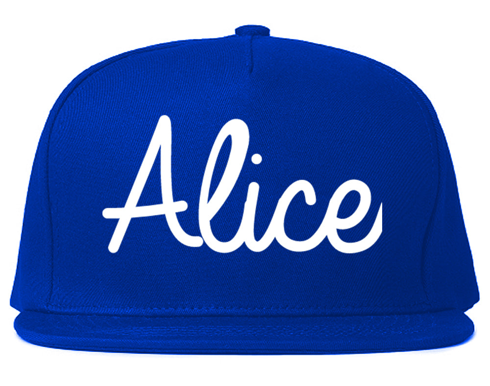 Alice Texas TX Script Mens Snapback Hat Royal Blue