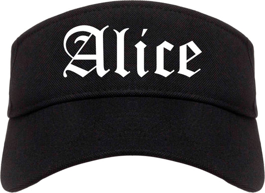 Alice Texas TX Old English Mens Visor Cap Hat Black