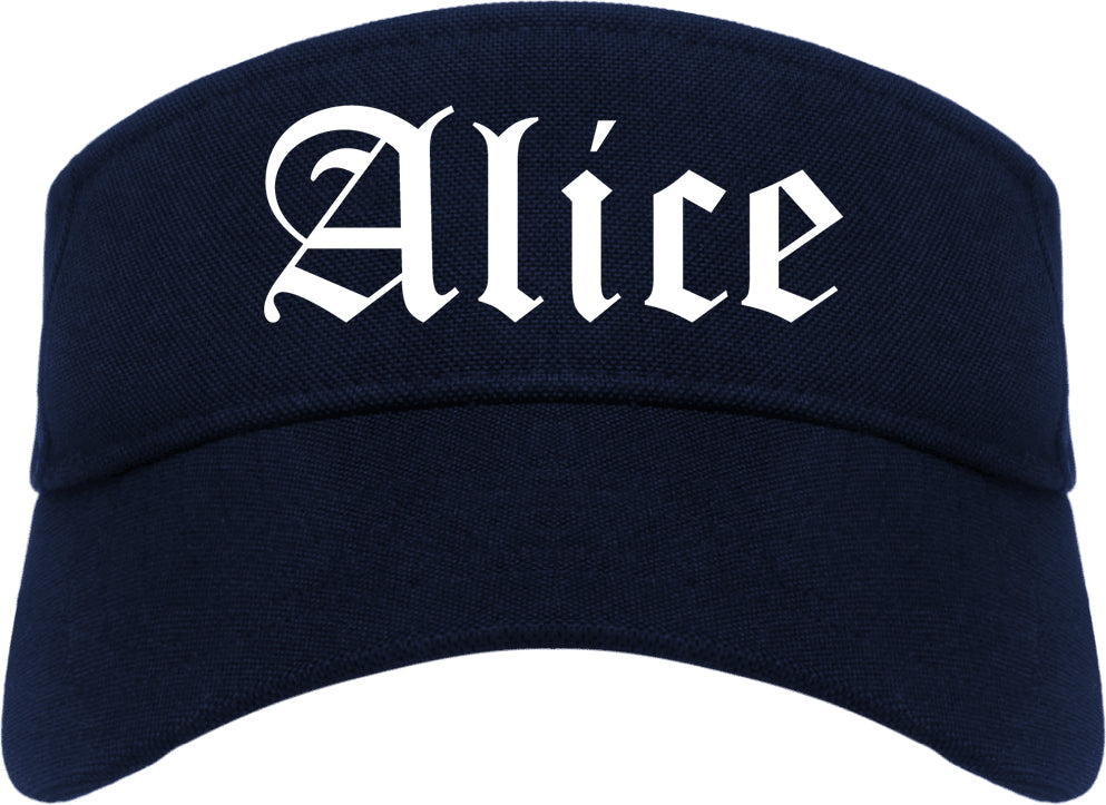 Alice Texas TX Old English Mens Visor Cap Hat Navy Blue