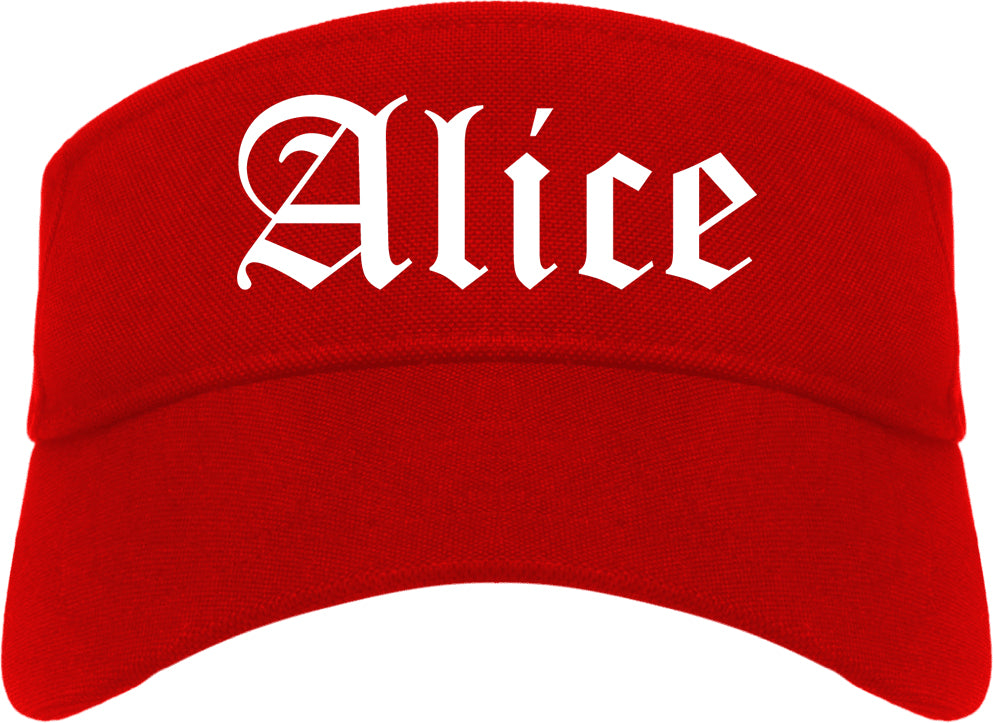 Alice Texas TX Old English Mens Visor Cap Hat Red