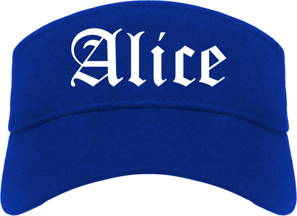 Alice Texas TX Old English Mens Visor Cap Hat Royal Blue