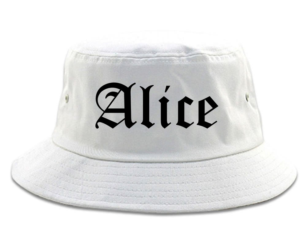 Alice Texas TX Old English Mens Bucket Hat White