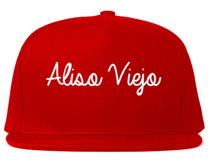 Aliso Viejo California CA Script Mens Snapback Hat Red
