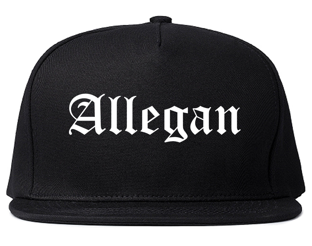 Allegan Michigan MI Old English Mens Snapback Hat Black