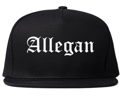 Allegan Michigan MI Old English Mens Snapback Hat Black