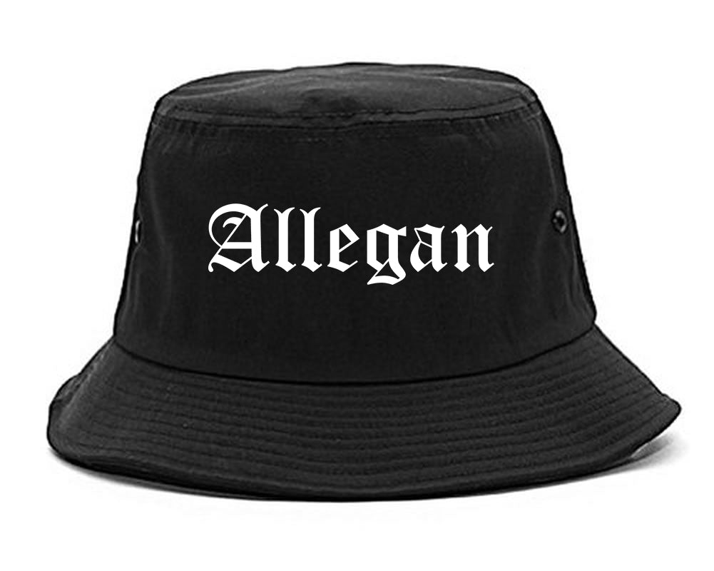 Allegan Michigan MI Old English Mens Bucket Hat Black