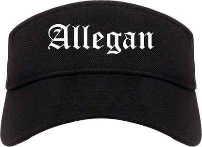Allegan Michigan MI Old English Mens Visor Cap Hat Black