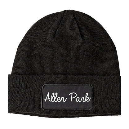 Allen Park Michigan MI Script Mens Knit Beanie Hat Cap Black