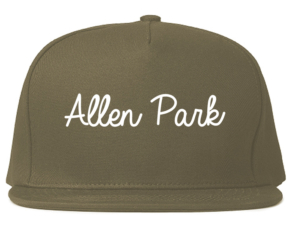 Allen Park Michigan MI Script Mens Snapback Hat Grey