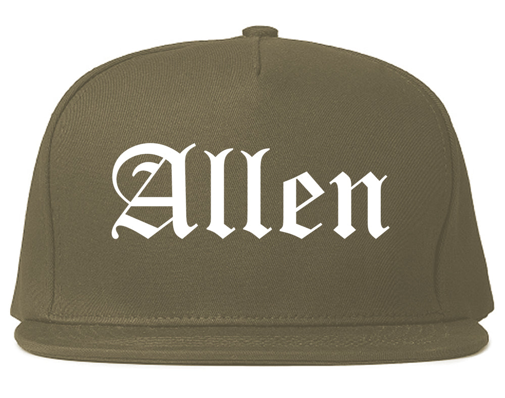 Allen Texas TX Old English Mens Snapback Hat Grey