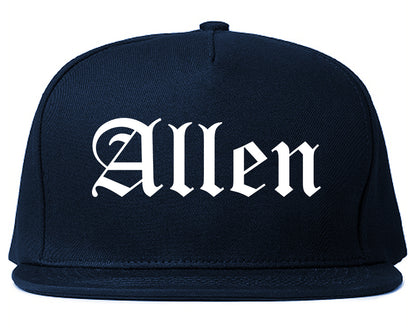 Allen Texas TX Old English Mens Snapback Hat Navy Blue