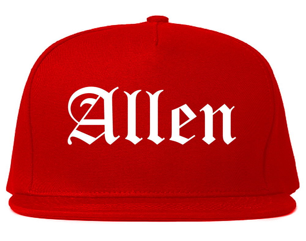 Allen Texas TX Old English Mens Snapback Hat Red