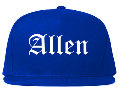 Allen Texas TX Old English Mens Snapback Hat Royal Blue