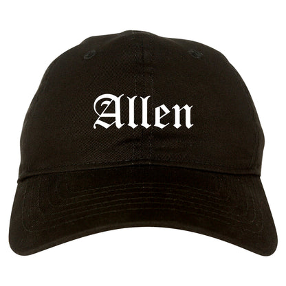 Allen Texas TX Old English Mens Dad Hat Baseball Cap Black