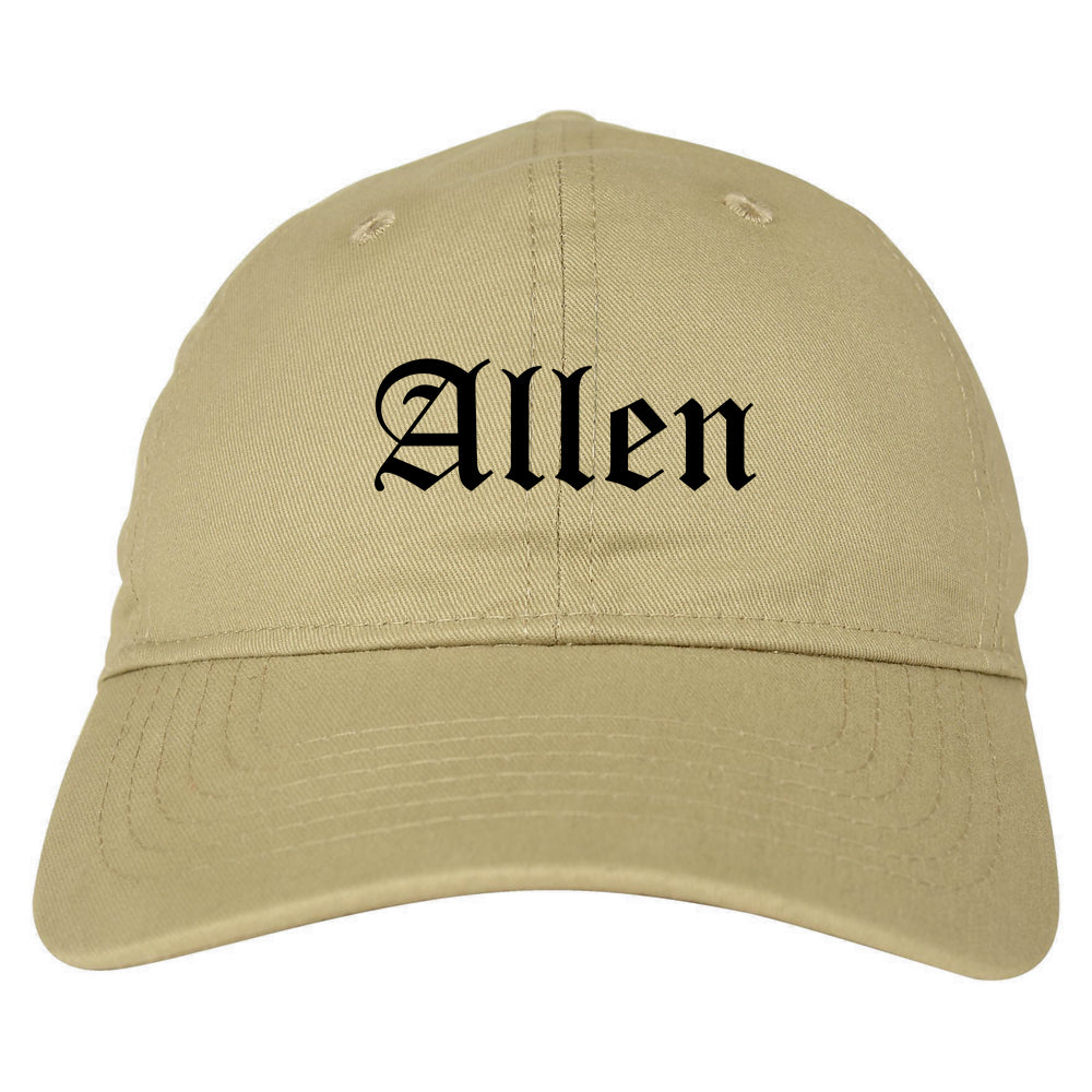 Allen Texas TX Old English Mens Dad Hat Baseball Cap Tan