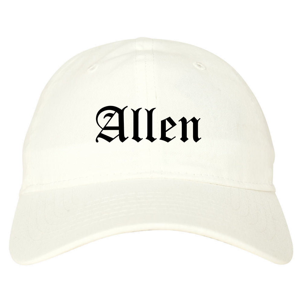 Allen Texas TX Old English Mens Dad Hat Baseball Cap White