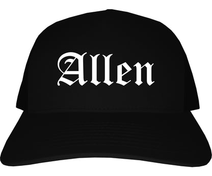 Allen Texas TX Old English Mens Trucker Hat Cap Black
