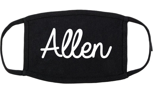 Allen Texas TX Script Cotton Face Mask Black