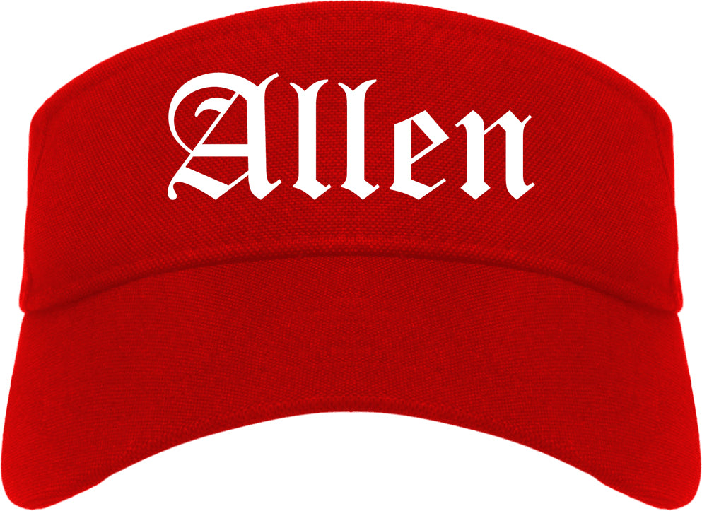 Allen Texas TX Old English Mens Visor Cap Hat Red