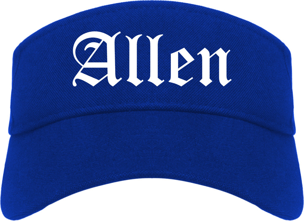 Allen Texas TX Old English Mens Visor Cap Hat Royal Blue