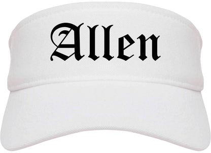 Allen Texas TX Old English Mens Visor Cap Hat White