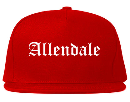 Allendale New Jersey NJ Old English Mens Snapback Hat Red