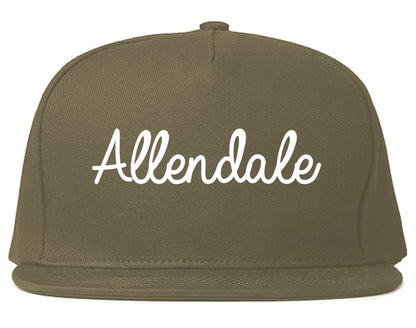 Allendale New Jersey NJ Script Mens Snapback Hat Grey