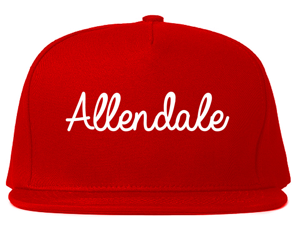 Allendale New Jersey NJ Script Mens Snapback Hat Red