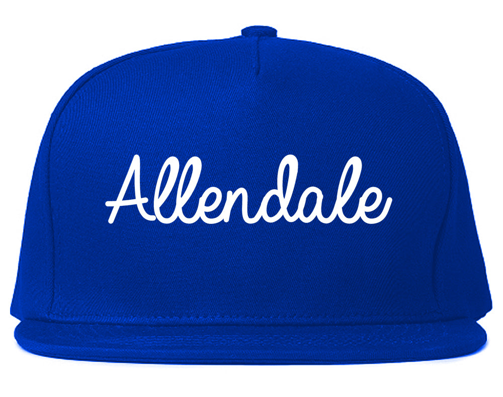 Allendale New Jersey NJ Script Mens Snapback Hat Royal Blue