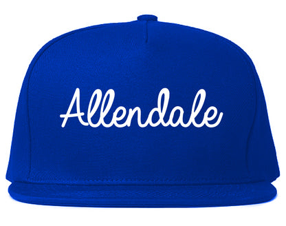 Allendale New Jersey NJ Script Mens Snapback Hat Royal Blue
