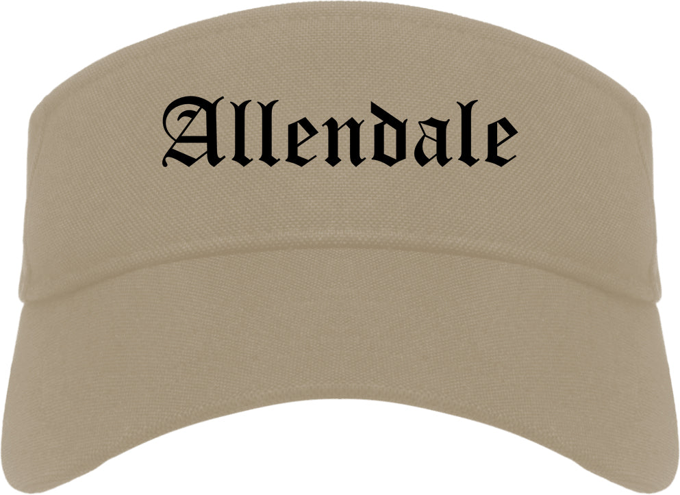 Allendale New Jersey NJ Old English Mens Visor Cap Hat Khaki