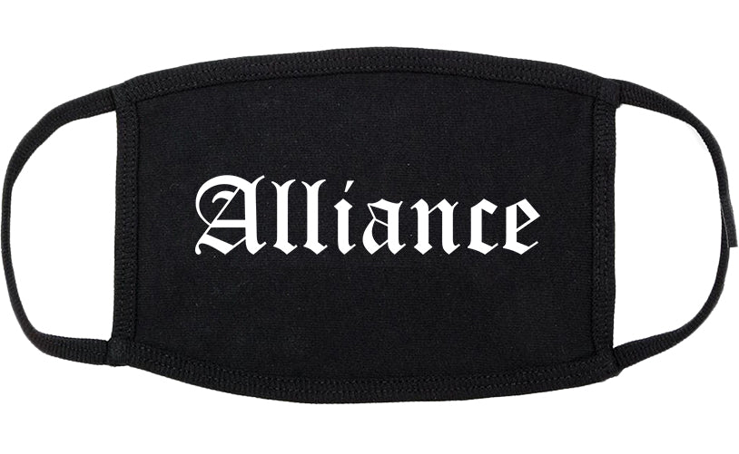 Alliance Nebraska NE Old English Cotton Face Mask Black