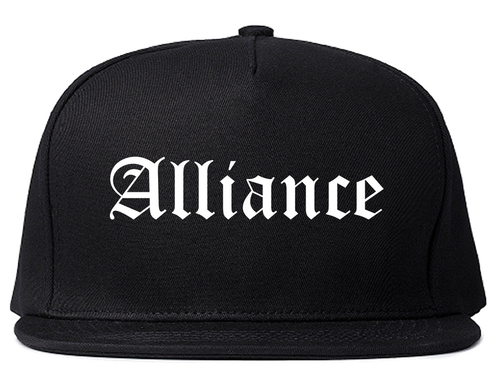 Alliance Nebraska NE Old English Mens Snapback Hat Black