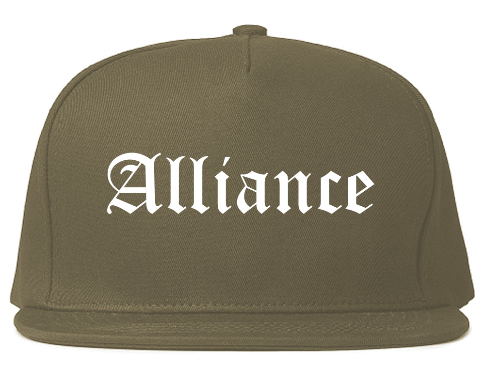 Alliance Nebraska NE Old English Mens Snapback Hat Grey