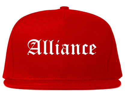 Alliance Nebraska NE Old English Mens Snapback Hat Red